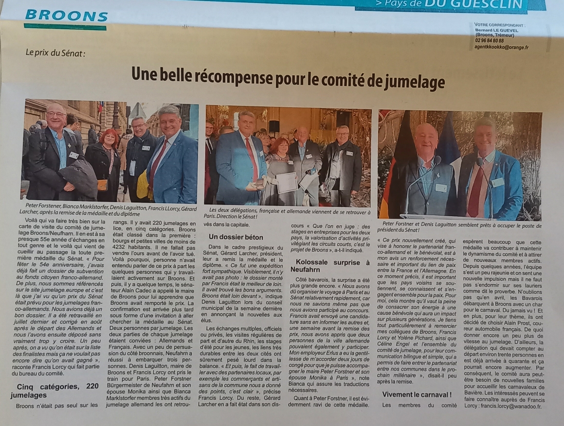 Article relatant la remise de prix